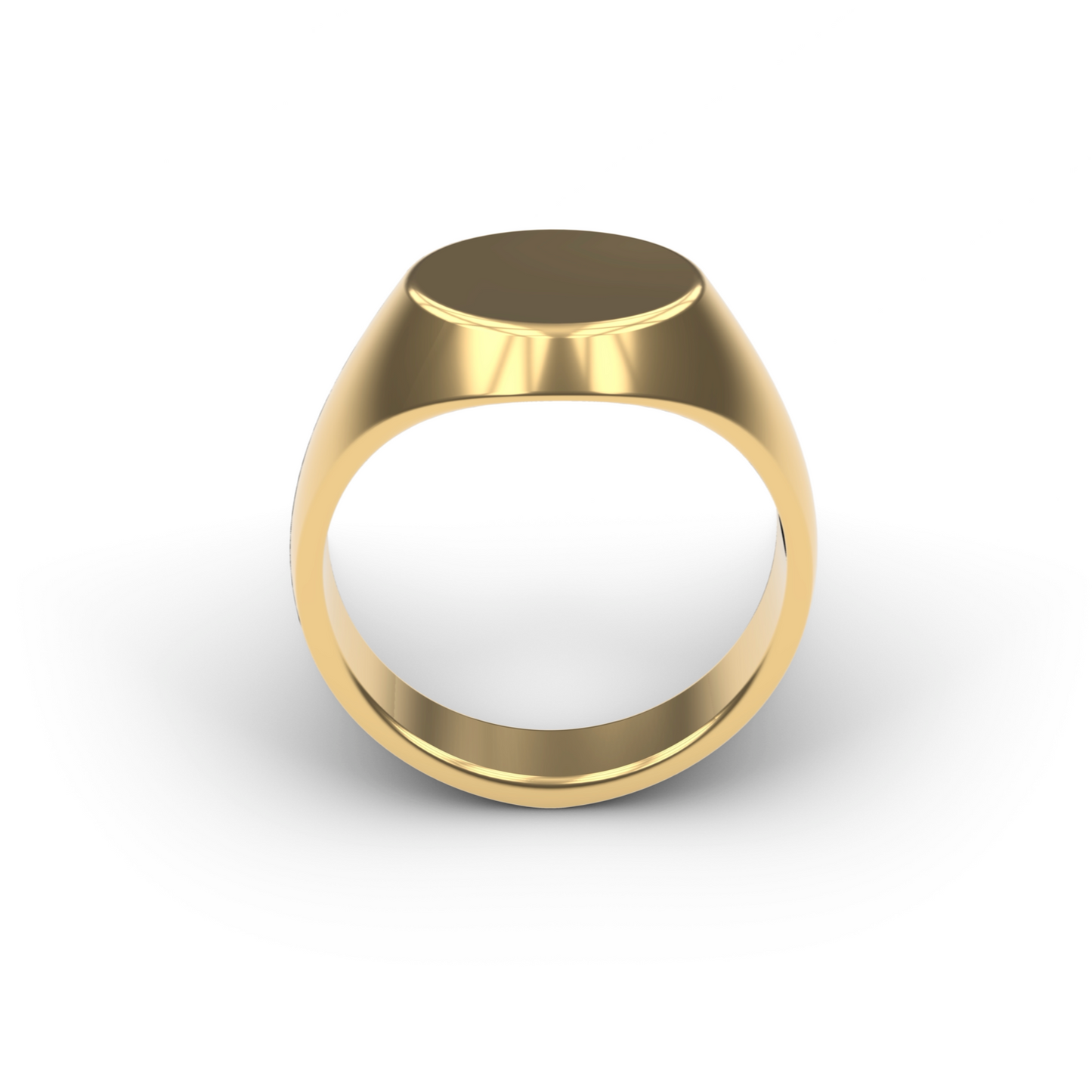 14K GOLD CLOSE UP STERLING SILVER 14K GOLD PLATINUM PURE FORM BASIC CIRLCE SIGNET RING DESIGNED AND MANUFACTURED IN LOS ANGELES CALIFORNIA.