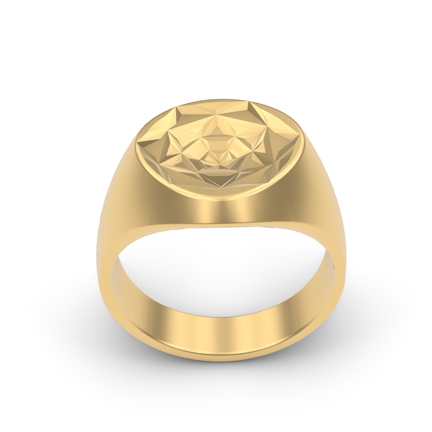 14K GOLD THE PRISM REEVIVE SIGNET RING WITH A CONCAVING GEOMETRIC SHAPE FRONT VIEW