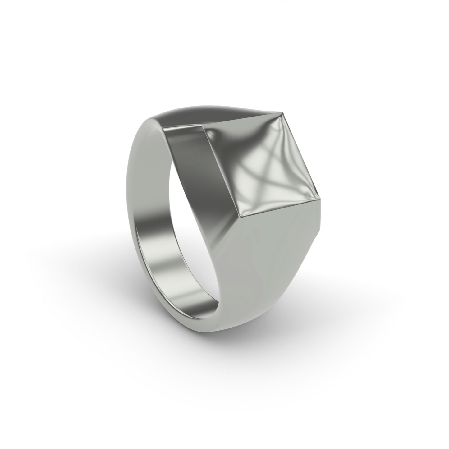 PLATINUM INTROVERTED SQUARE STERLING SILVER, 14K GOLD, PLATINUM INTROVERTED SQUARE SIGNET RING DESIGNED AND MANUFACTURED IN LOS ANGELES CALIFORNIA.