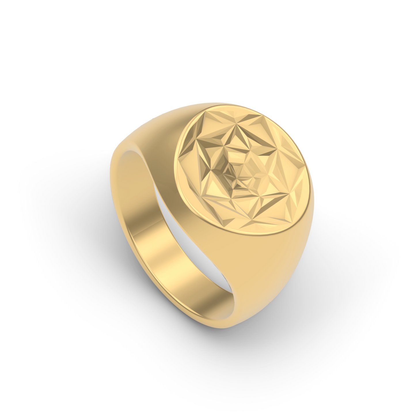 14K GOLD THE PRISM REEVIVE SIGNET RING WITH A CONCAVING GEOMETRIC SHAPE TILTED ANGLE