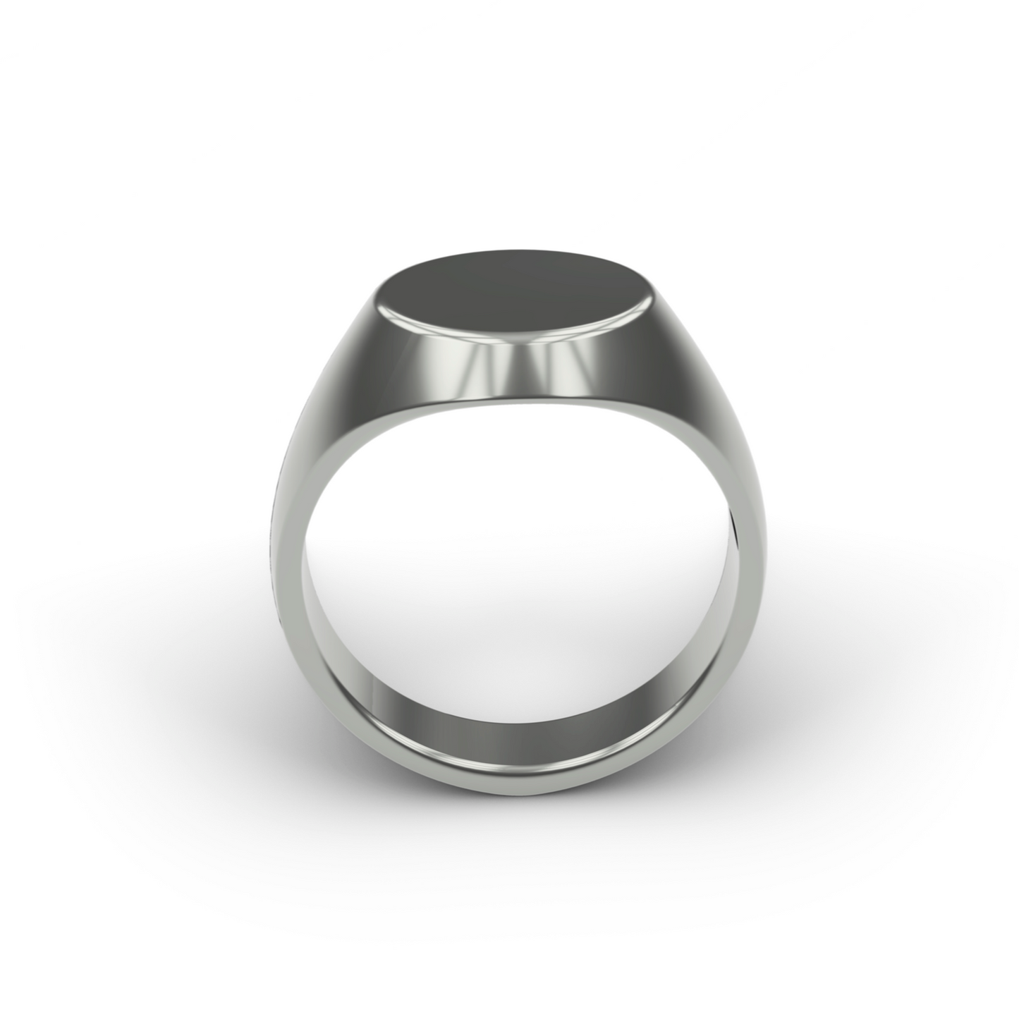 STERLING SILVER CLOSE UP STERLING SILVER 14K GOLD PLATINUM PURE FORM BASIC CIRLCE SIGNET RING DESIGNED AND MANUFACTURED IN LOS ANGELES CALIFORNIA.