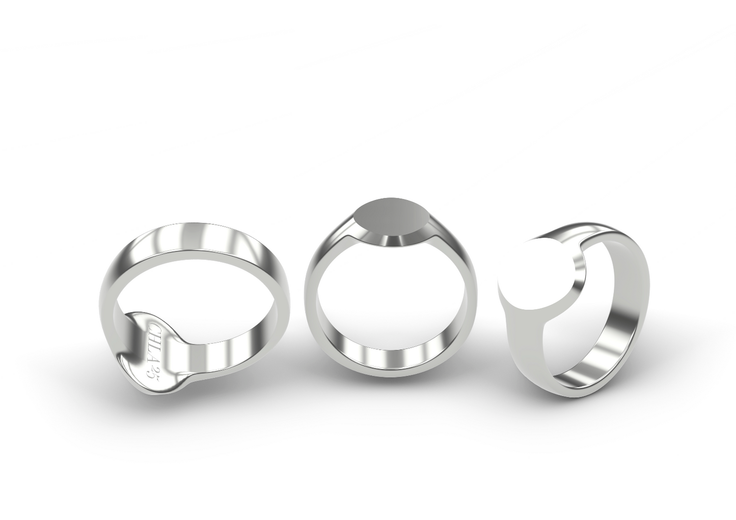 SILVER SLIM OVAL PLATINUM, 14K GOLD, STERLING SILVER SLIM OVAL SIGNET RINGS DESIGNED AND MANUFACTURED IN LOS ANGELES CALIFORNIA BY HEINER CHASE YEAR 2025