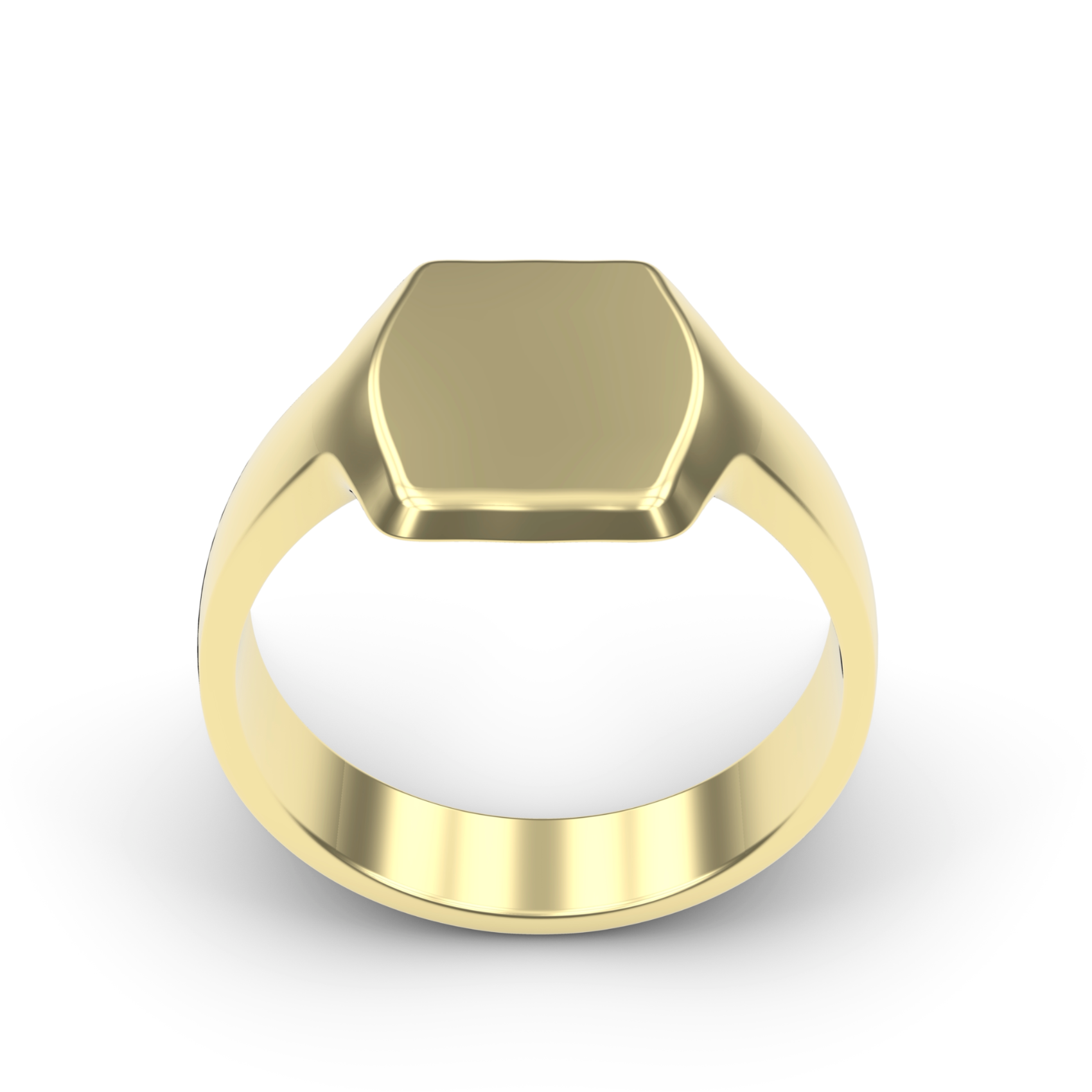 FRONT VIEW 14K GOLD SOFT RECTANGLE TRADITIONAL SIGNET RING IN 14K GOLD, STERLING SILVER, AND PLATINUM DESIGNED AND MANUFACTURED IN LOS ANGELES CALIFORNIA 2023