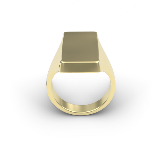 FRONT VIEW ON THE INGOT SIGNET RING 14K YELLOW GOLD 