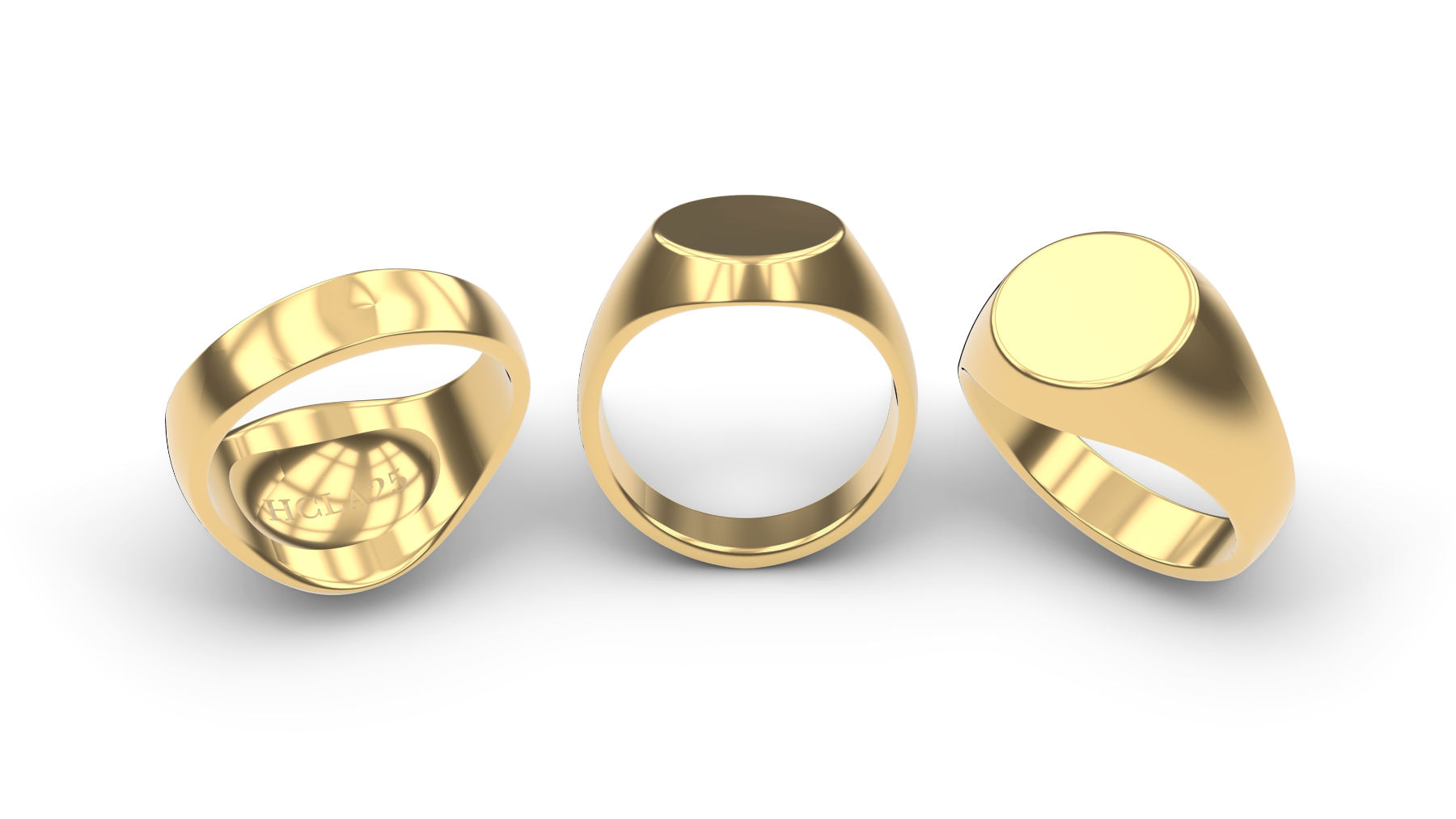 3 PACK 14K GOLD STERLING SILVER 14K GOLD PLATINUM PURE FORM BASIC CIRLCE SIGNET RING DESIGNED AND MANUFACTURED IN LOS ANGELES CALIFORNIA. 