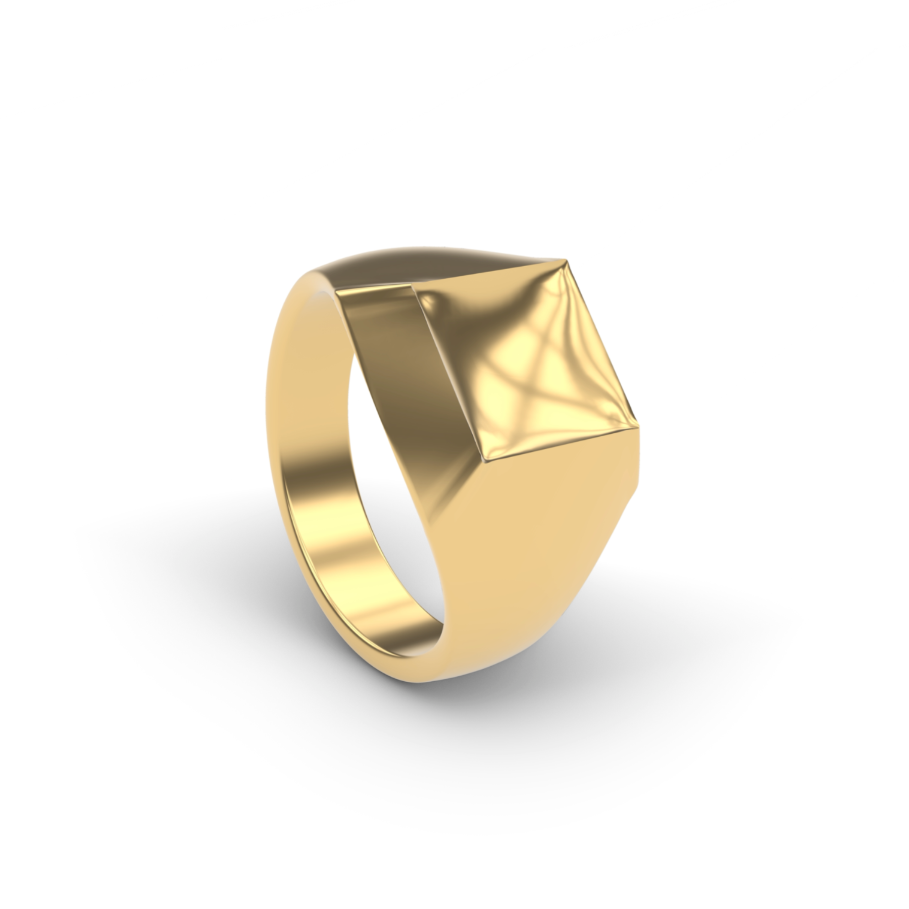 GOLD INTROVERTED SQUARE STERLING SILVER, 14K GOLD, PLATINUM INTROVERTED SQUARE SIGNET RING DESIGNED AND MANUFACTURED IN LOS ANGELES CALIFORNIA. 