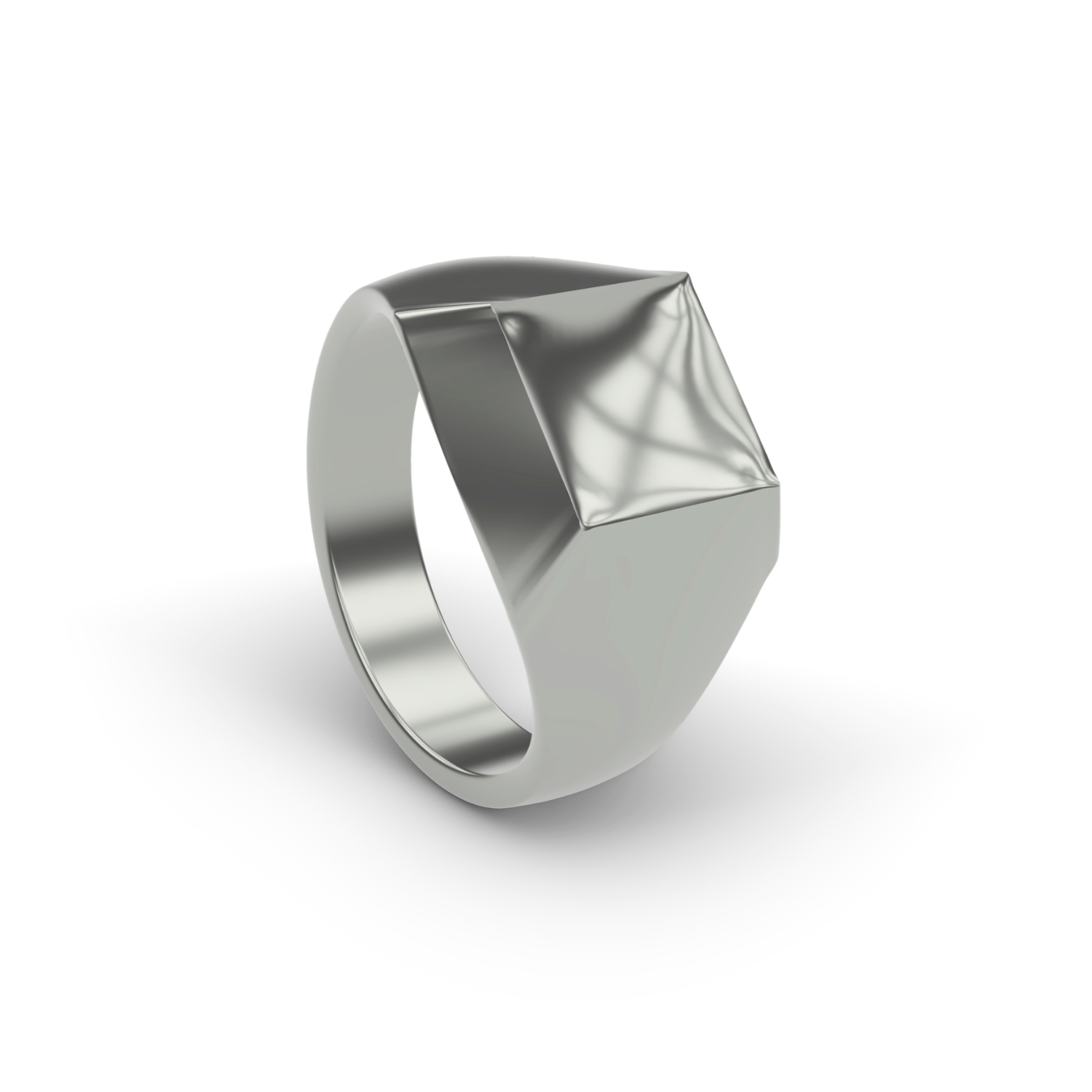 PLATINUM INTROVERTED SQUARE STERLING SILVER, 14K GOLD, PLATINUM INTROVERTED SQUARE SIGNET RING DESIGNED AND MANUFACTURED IN LOS ANGELES CALIFORNIA. 