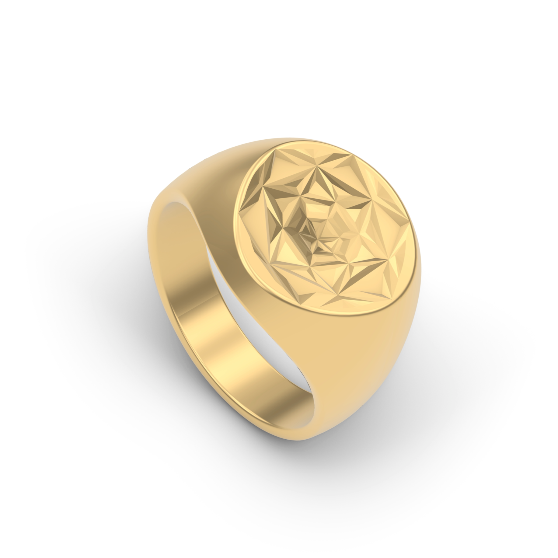 14K GOLD THE PRISM REEVIVE SIGNET RING WITH A CONCAVING GEOMETRIC SHAPE TILTED ANGLE 