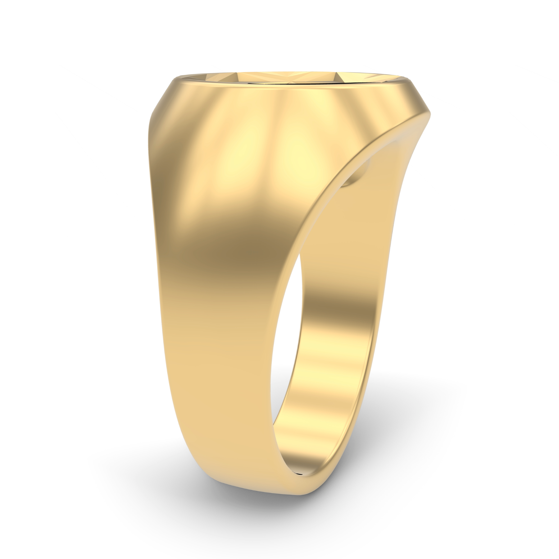 SIDE VIEW 14K GOLD THE PRISM REEVIVE SIGNET RING WITH A CONCAVING GEOMETRIC SHAPE