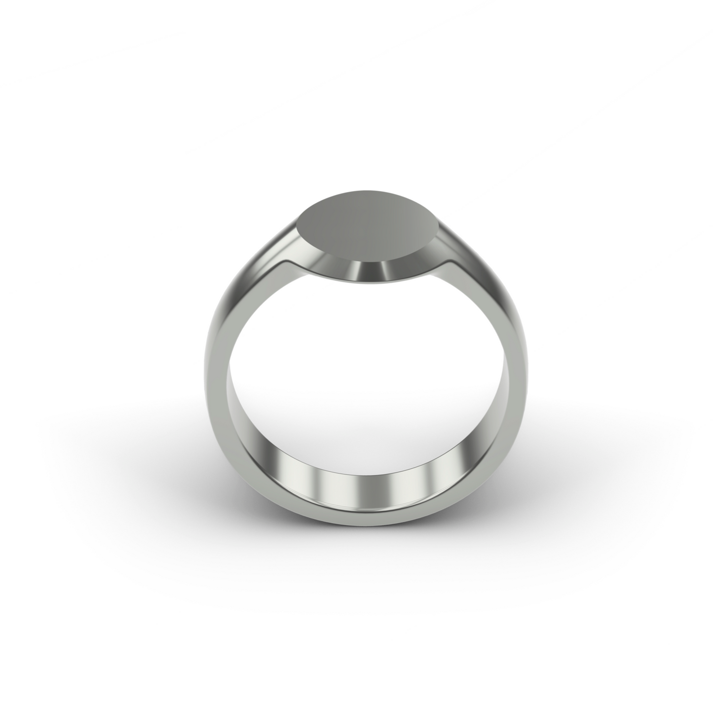 SILVER SLIM OVAL SIGNET RING 